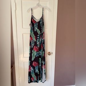 Tropical Palm Tree Leaves Maxi Dress